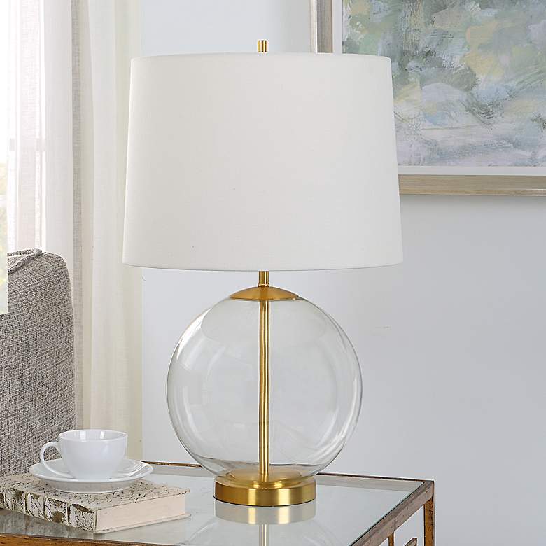 Image 3 Noble Park Aransas Clear Glass and Gold Accent Table Lamp more views