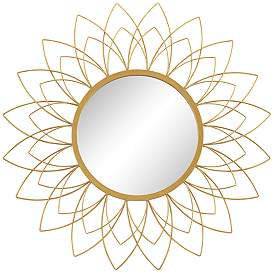 Image2 of Noble Park Arden 38 1/2" Round Gold Leaf Floral Sunburst Wall Mirror