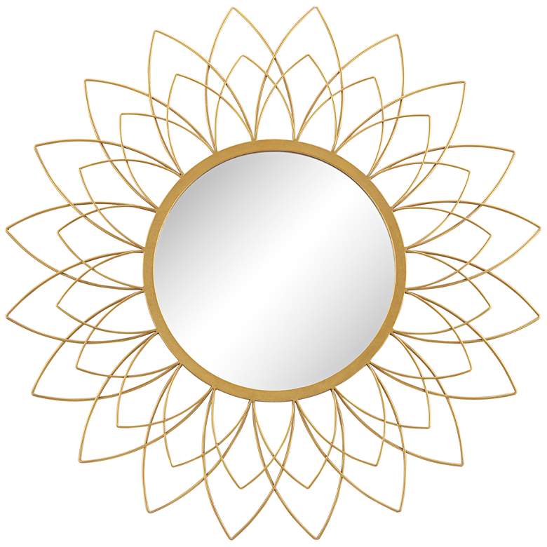 Image 2 Noble Park Arden 38 1/2" Round Gold Leaf Floral Sunburst Wall Mirror