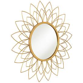 Image4 of Noble Park Arden 38 1/2" Round Gold Leaf Floral Sunburst Wall Mirror more views