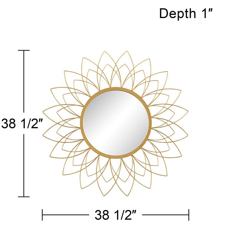 Image 5 Noble Park Arden 38 1/2" Round Gold Leaf Floral Sunburst Wall Mirror more views