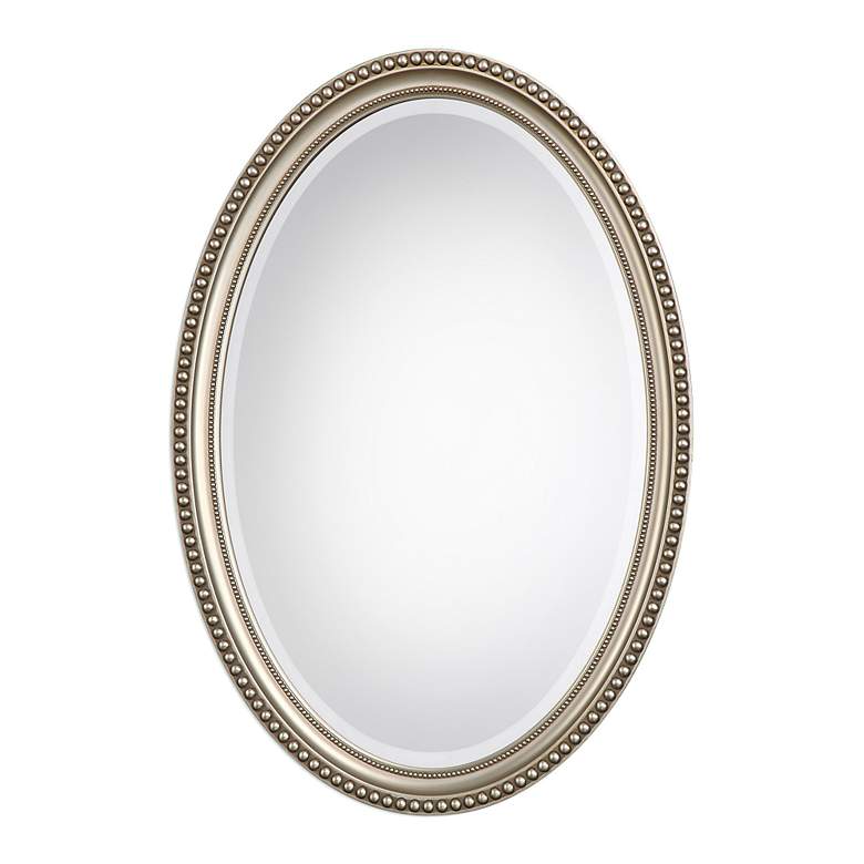 Image 2 Noble Park Arden Metallic Silver 22" x 32" Oval Wall Mirror