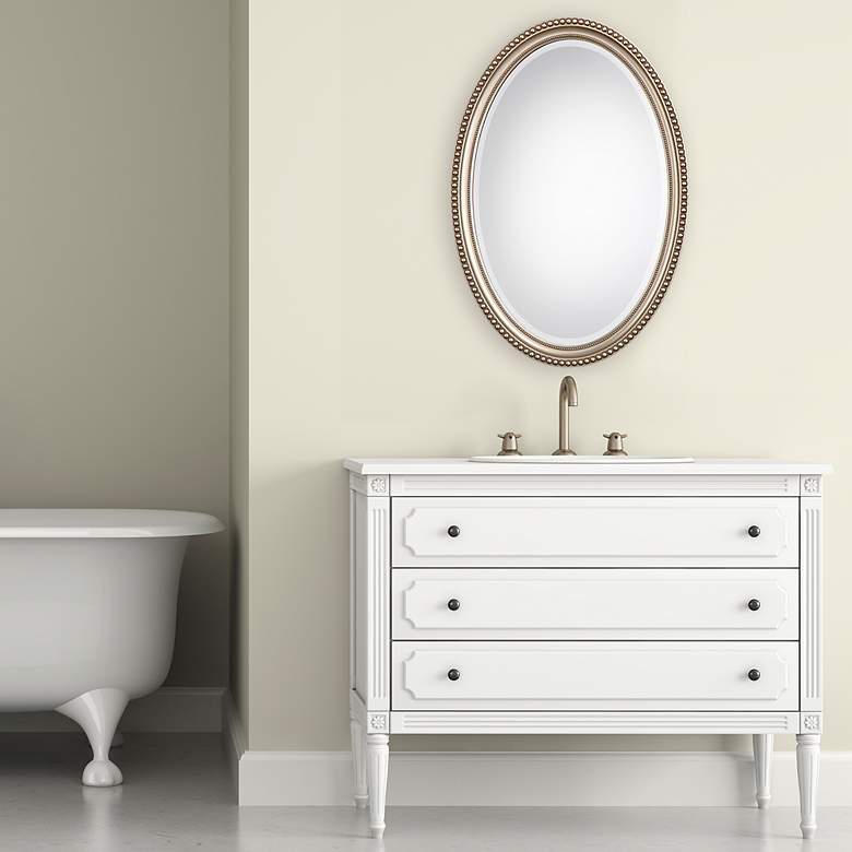 Image 3 Noble Park Arden Metallic Silver 22" x 32" Oval Wall Mirror more views