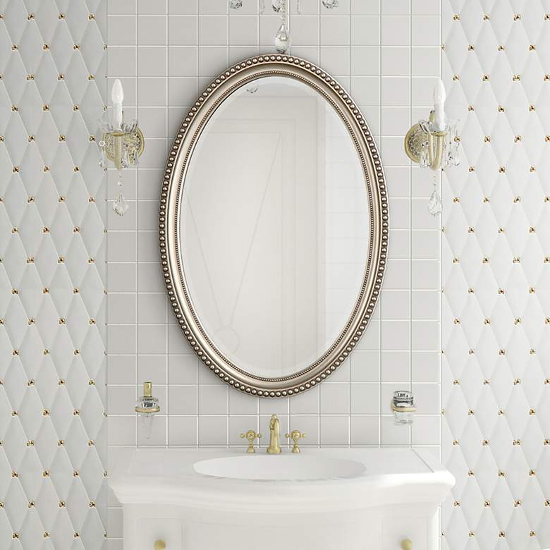 Image 7 Noble Park Arden Metallic Silver 22" x 32" Oval Wall Mirror more views