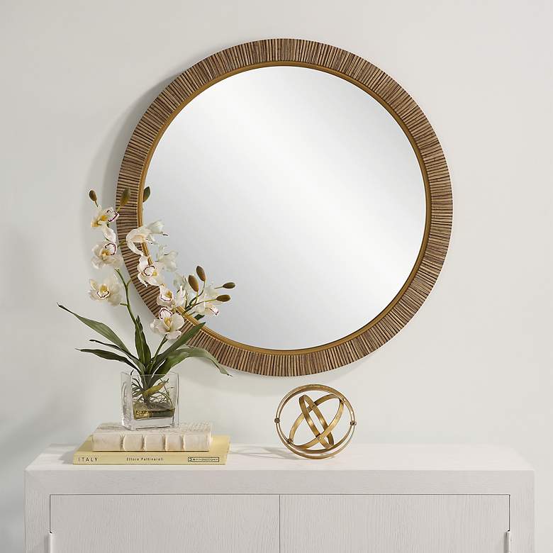 Image 1 Noble Park Arden Natural Wrapped 30" Round Wall Mirror
