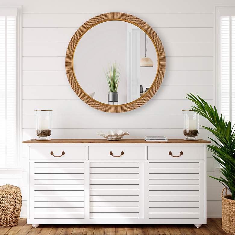 Image 3 Noble Park Arden Natural Wrapped 30" Round Wall Mirror more views