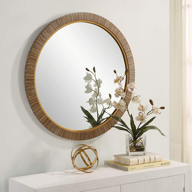 Image 4 Noble Park Arden Natural Wrapped 30" Round Wall Mirror more views