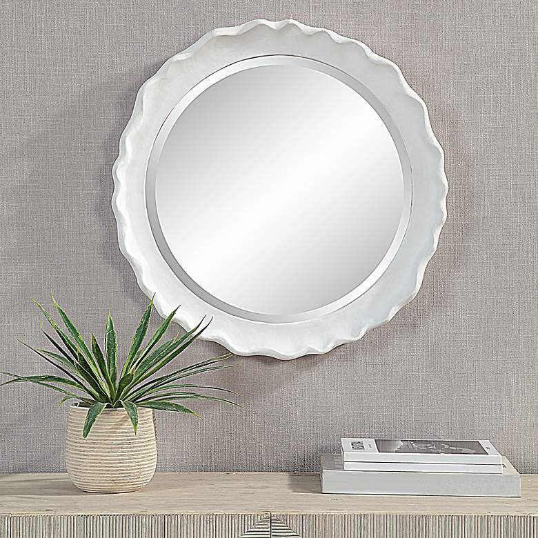 Image 1 Noble Park Aria Matte White 24" Round Wall Mirror