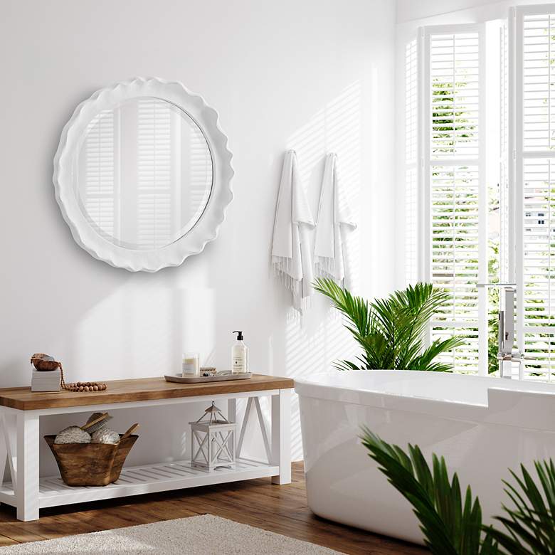 Image 3 Noble Park Aria Matte White 24" Round Wall Mirror more views