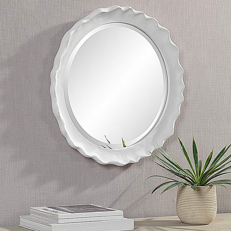 Image 4 Noble Park Aria Matte White 24" Round Wall Mirror more views