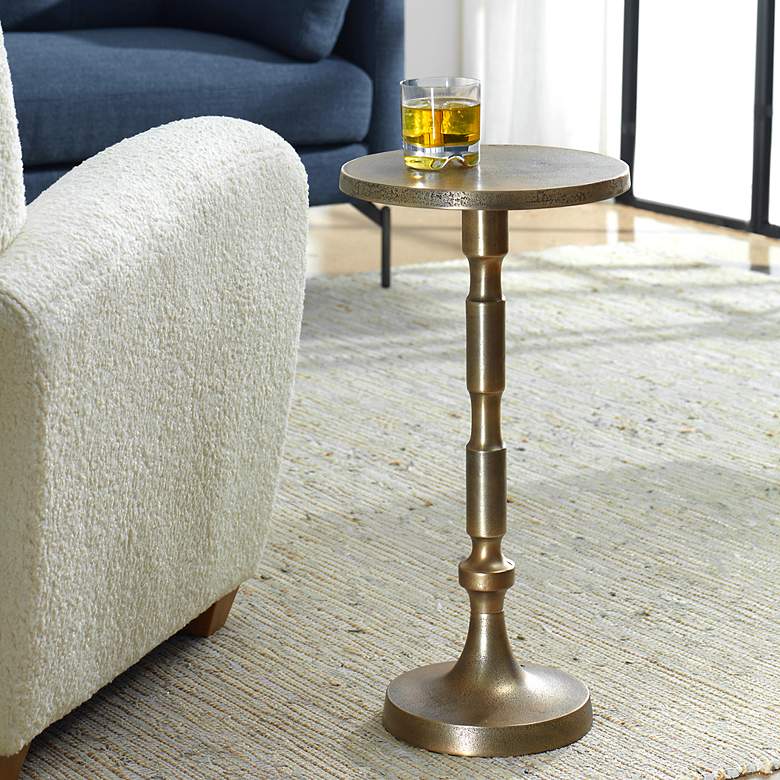 Image 1 Noble Park Astor 12" Wide Antique Brass Drink Table