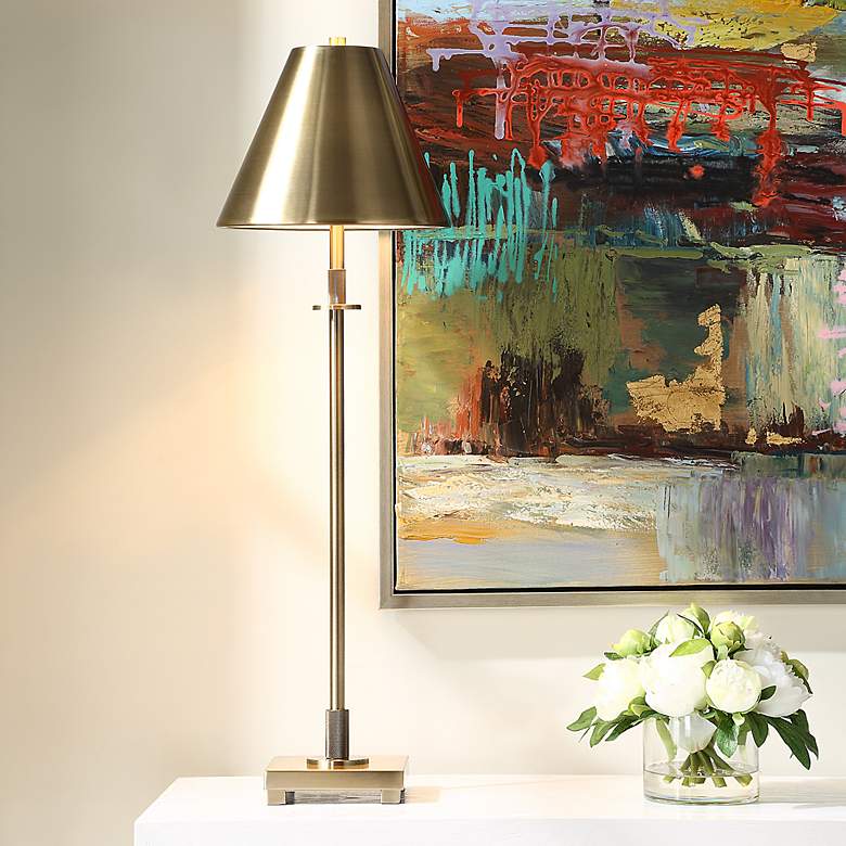 Image 1 Noble Park Athens Antique Brass Buffet Table Lamp