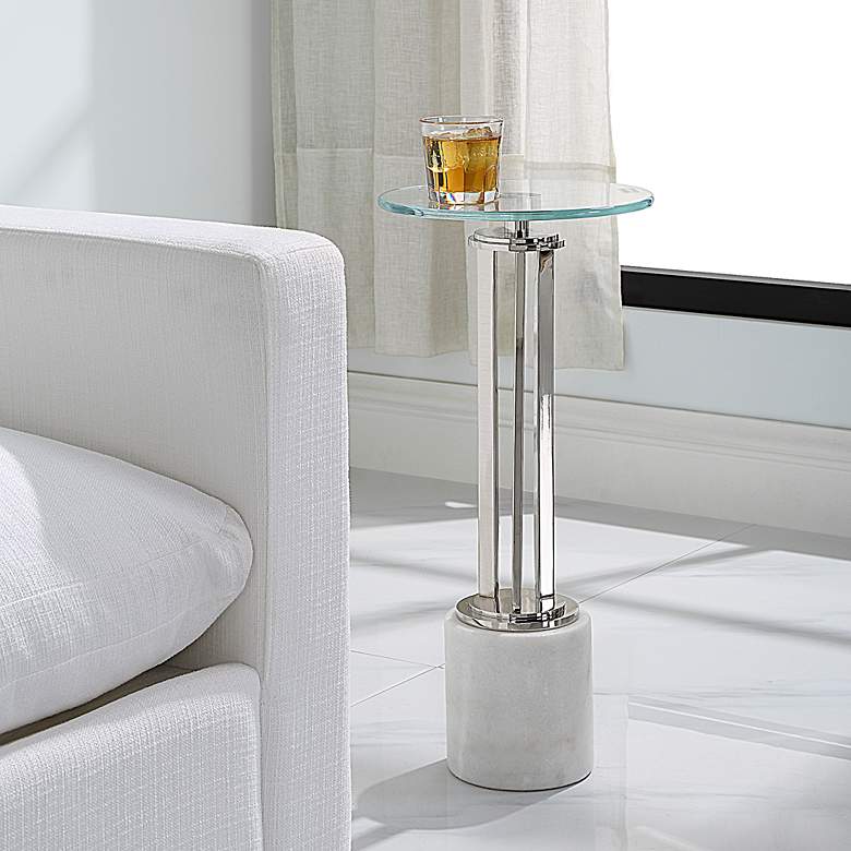 Image 1 Noble Park Ava 11" Wide Silver and White Marble Accent Table