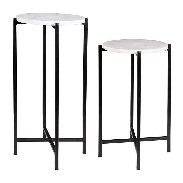 Image 5 Noble Park Ava Black and White Marble Accent Tables Set of 2 more views