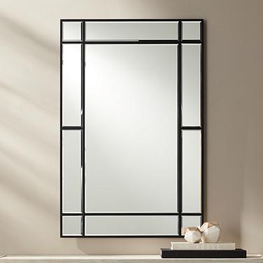Noble Park Barrett Matte Black 26" x 40" Rectangular Wall Mirror