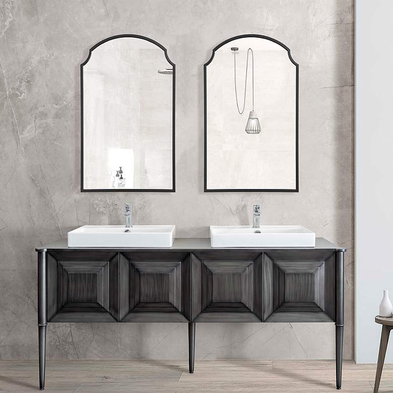 Image 3 Noble Park Belladore Satin Black 21 3/4" x 36" Wall Mirror more views