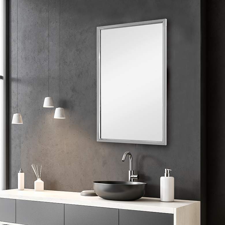 Image 1 Noble Park Berg Stainless Steel 18" x 30" Vanity Wall Mirror