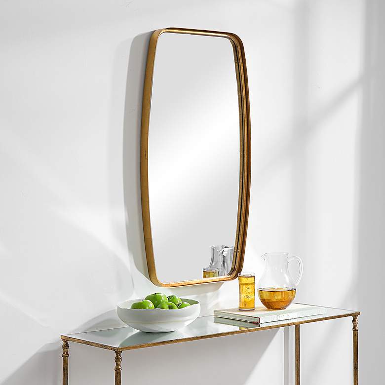 Image 3 Noble Park Bidwell Gold Leaf 20" x 40" Wall Mirror more views