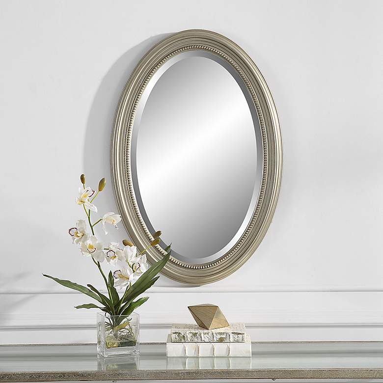 Image 1 Noble Park Byrd Metallic Silver Beaded 21" x 31" Wall Mirror
