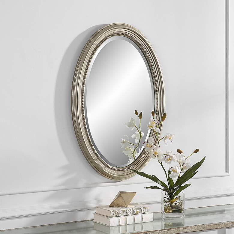 Image 3 Noble Park Byrd Metallic Silver Beaded 21" x 31" Wall Mirror more views