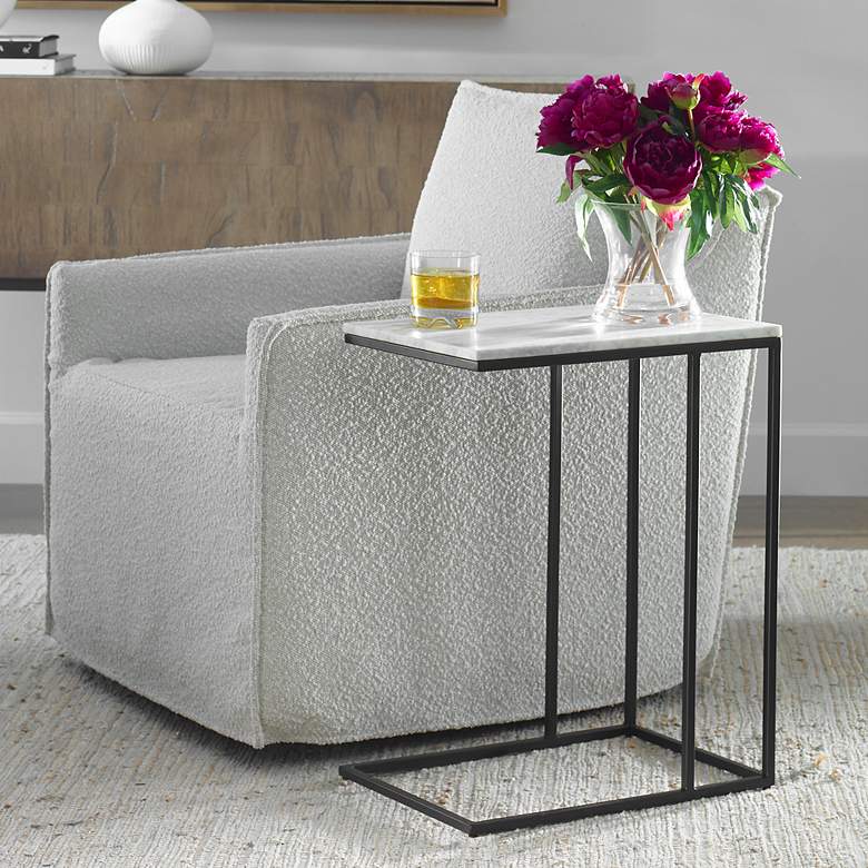 Image 1 Noble Park Calhoun 23"W Black and White Marble Accent Table