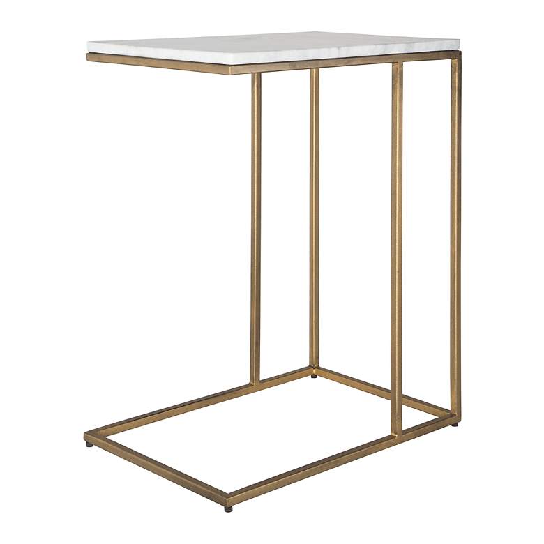 Image 2 Noble Park Calhoun 23"W Brass and White Marble Accent Table