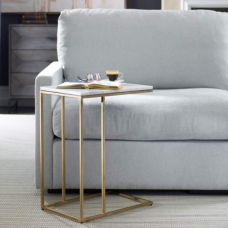 Image 1 Noble Park Calhoun 23"W Brass and White Marble Accent Table