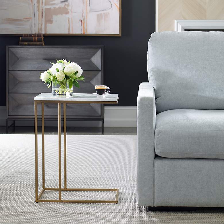 Image 3 Noble Park Calhoun 23"W Brass and White Marble Accent Table more views