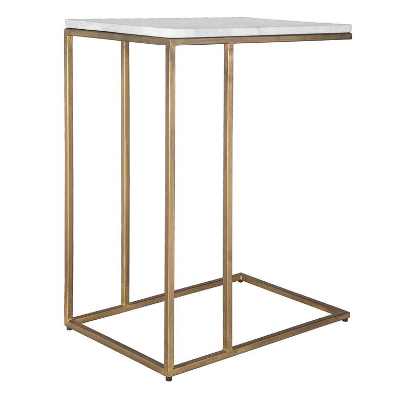Image 4 Noble Park Calhoun 23"W Brass and White Marble Accent Table more views