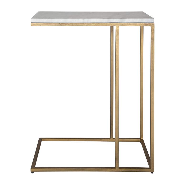 Image 6 Noble Park Calhoun 23"W Brass and White Marble Accent Table more views