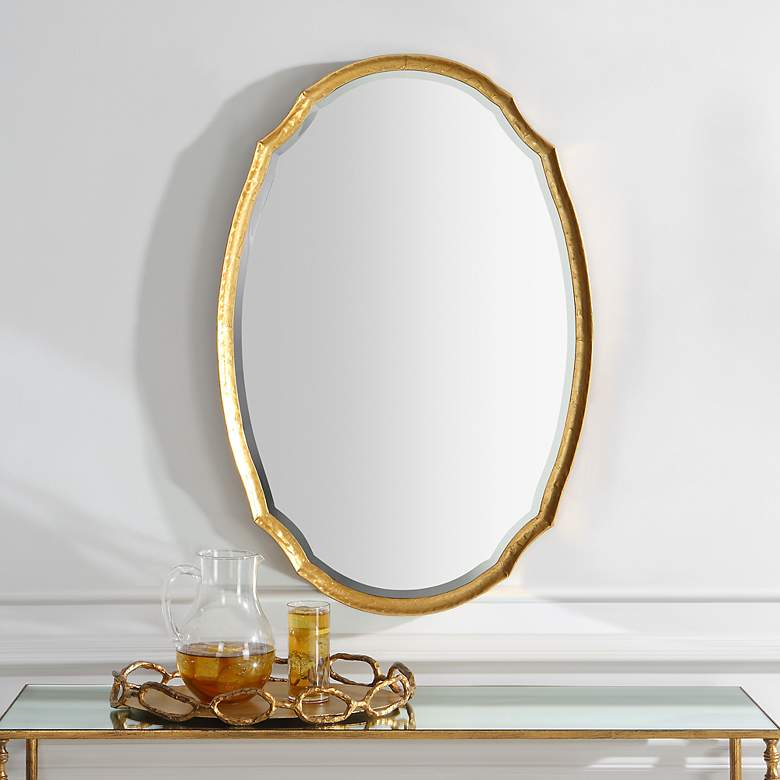 Image 1 Noble Park Carmichael Antiqued Gold 24" x 36" Wall Mirror