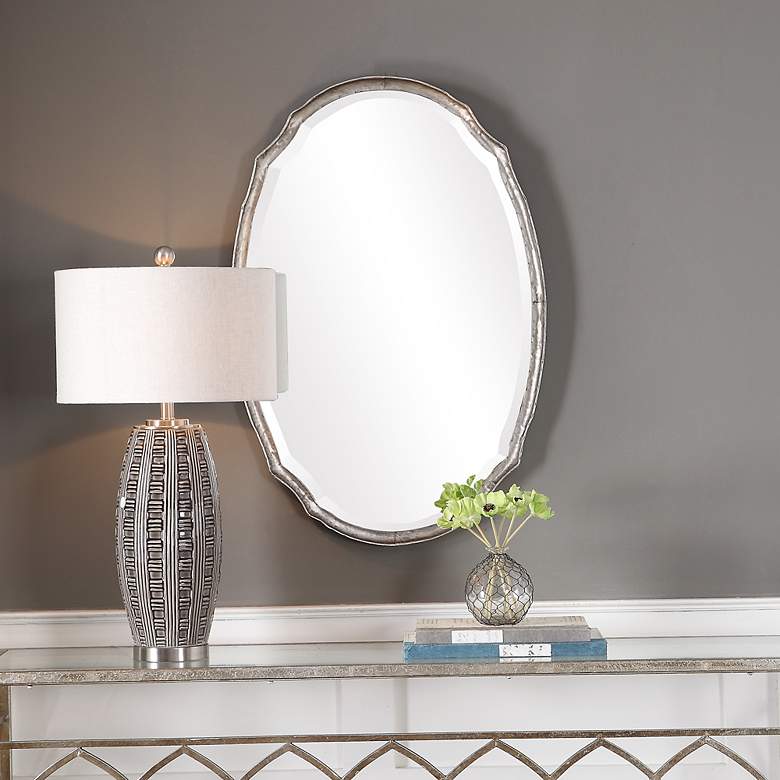 Image 1 Noble Park Carmichael Silver 24" x 36" Oval Wall Mirror