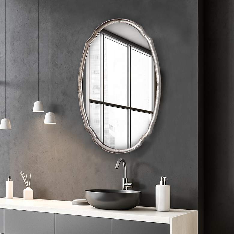 Image 3 Noble Park Carmichael Silver 24" x 36" Oval Wall Mirror more views