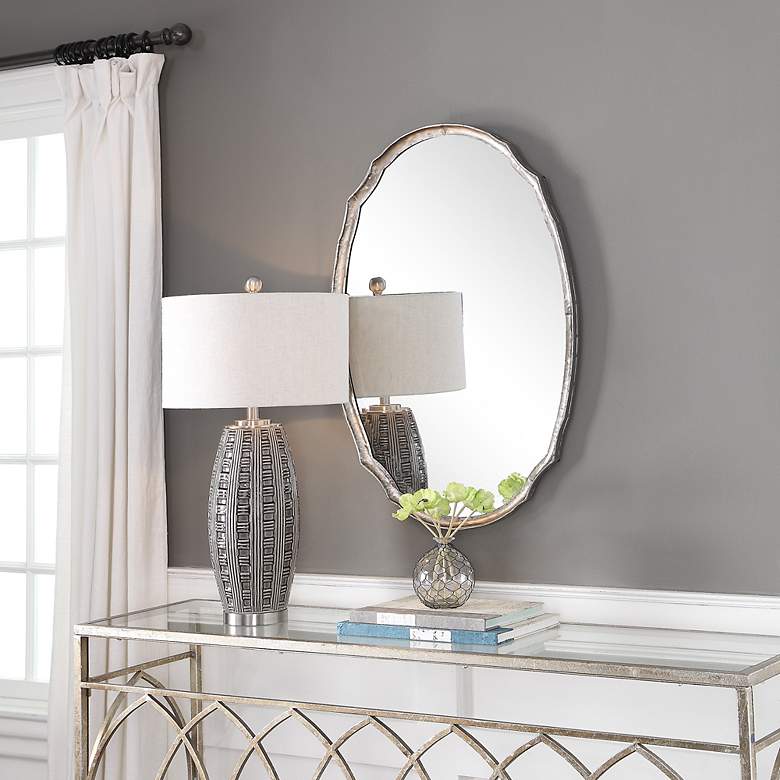 Image 5 Noble Park Carmichael Silver 24" x 36" Oval Wall Mirror more views