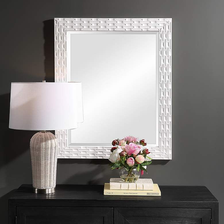 Image 1 Noble Park Ceylon Soft White 27 1/2" x 33 1/2" Wall Mirror