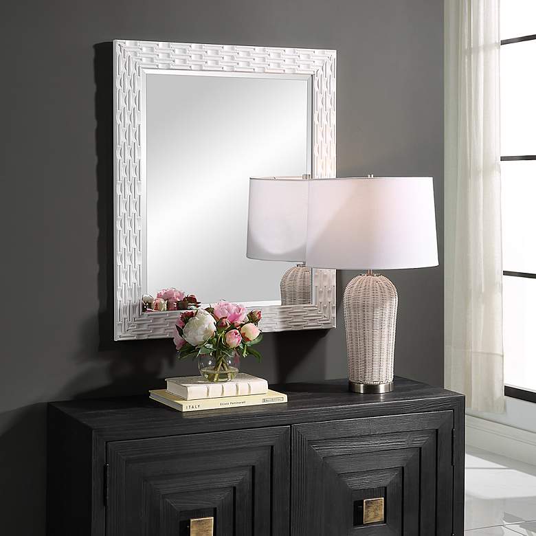 Image 4 Noble Park Ceylon Soft White 27 1/2" x 33 1/2" Wall Mirror more views