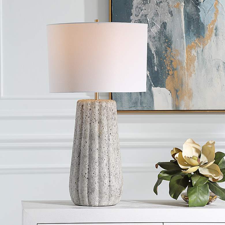 Image 1 Noble Park Chandler Sand Stone Ceramic Table Lamp