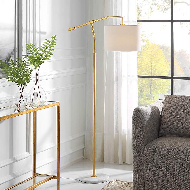 Image 1 Noble Park Ciri Pivot Shade Gold Metal Floor Lamp