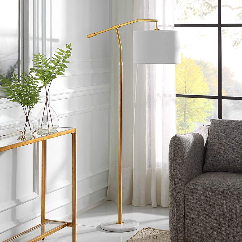 Image 3 Noble Park Ciri Pivot Shade Gold Metal Floor Lamp more views
