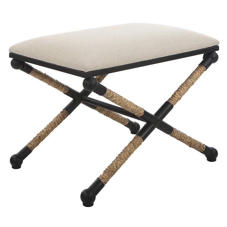 Image 4 Noble Park Clara 24"W Neutral Oatmeal Cotton Fabric Bench more views