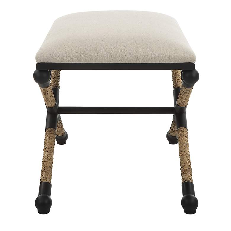 Image 5 Noble Park Clara 24"W Neutral Oatmeal Cotton Fabric Bench more views