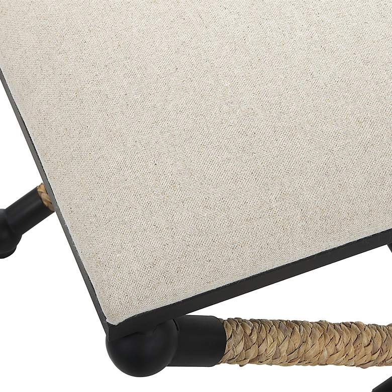 Image 6 Noble Park Clara 24"W Neutral Oatmeal Cotton Fabric Bench more views