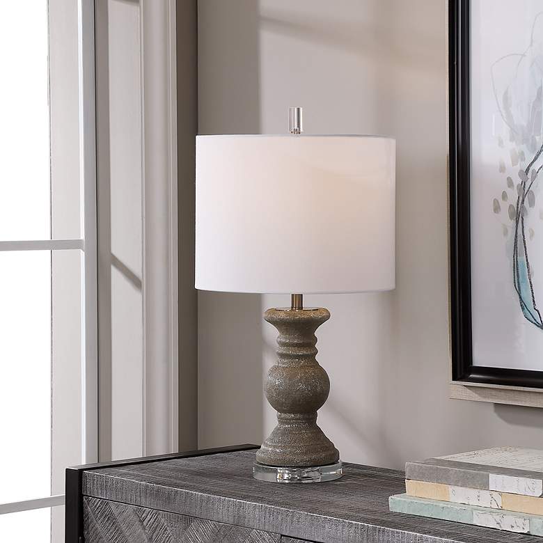 Image 1 Noble Park Clifton Stone Gray Ceramic Table Lamp