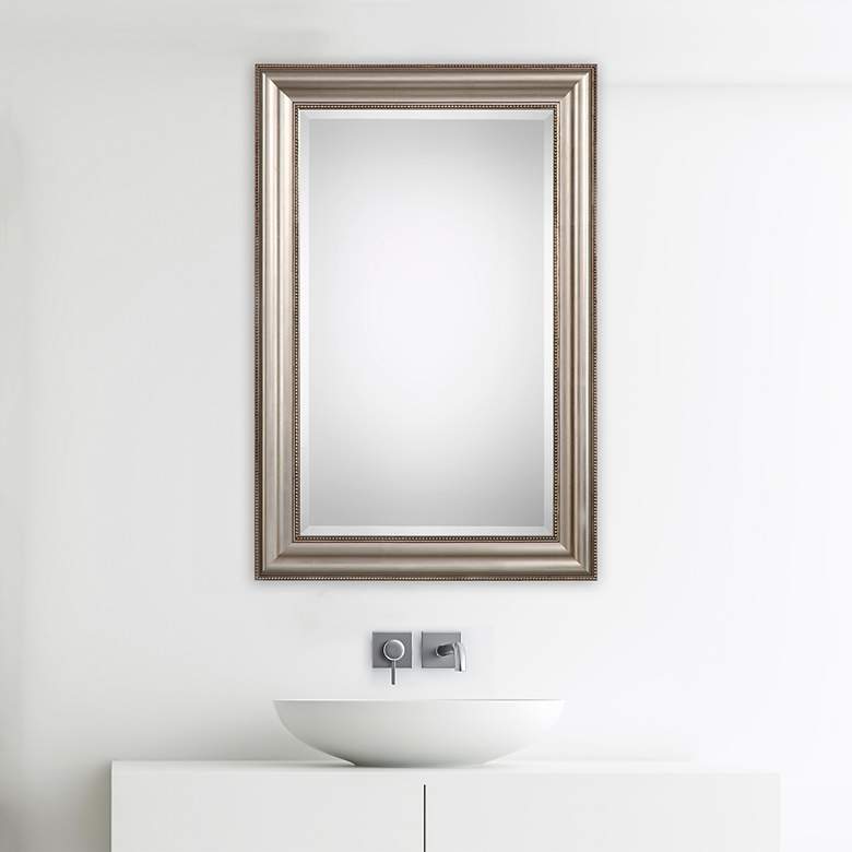 Image 3 Noble Park Club Champagne Silver Leaf 24" x 36" Wall Mirror more views