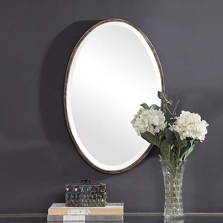Image 1 Noble Park Cordova Dark Bronze 18" x 28" Oval Wall Mirror