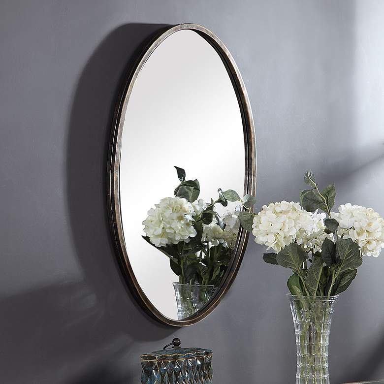 Image 5 Noble Park Cordova Dark Bronze 18" x 28" Oval Wall Mirror more views