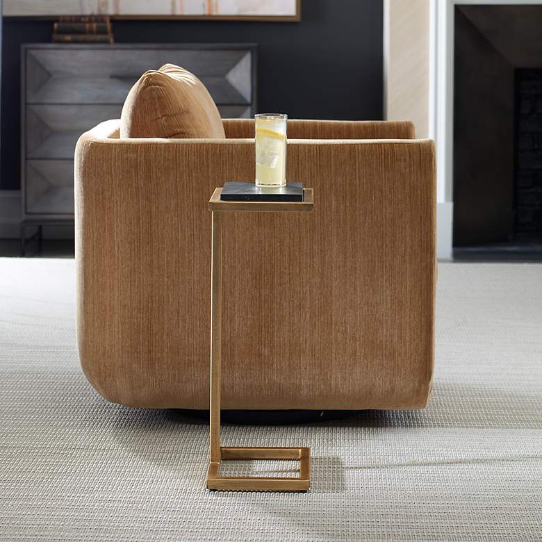 Image 3 Noble Park Dallas 10"W Gold and Black Marble Accent Table more views