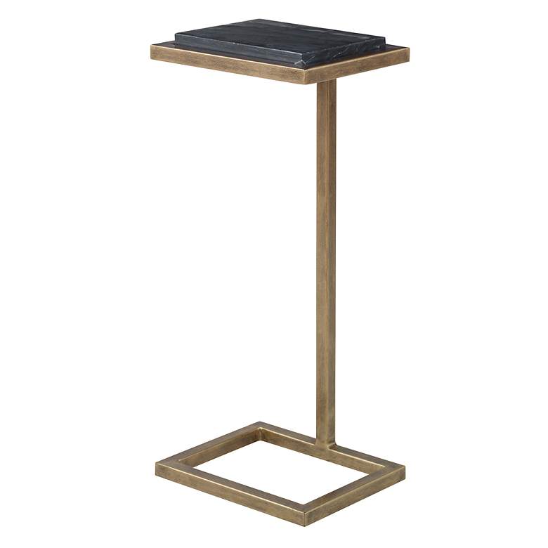 Image 4 Noble Park Dallas 10"W Gold and Black Marble Accent Table more views
