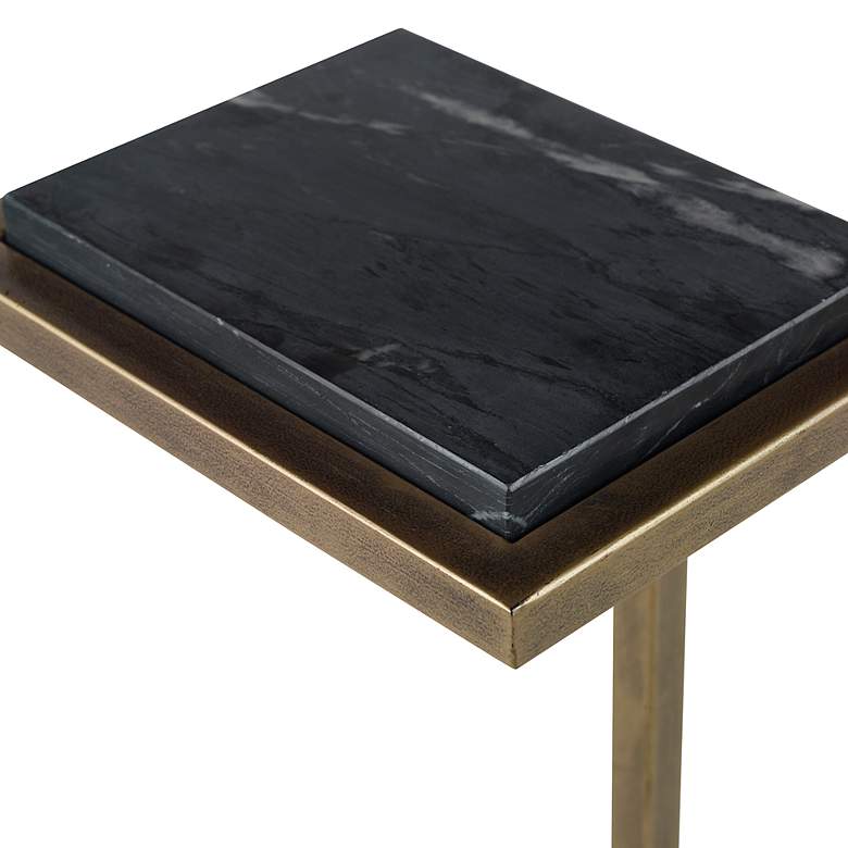 Image 5 Noble Park Dallas 10"W Gold and Black Marble Accent Table more views