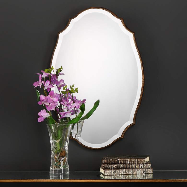 Image 1 Noble Park Davis Antiqued Bronze 20" x 30" Oval Wall Mirror